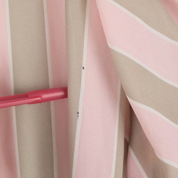 Vintage Summer Dress Womens Large Pink Beige Striped Sheer Midi Belted 70s - Picture 13 of 13